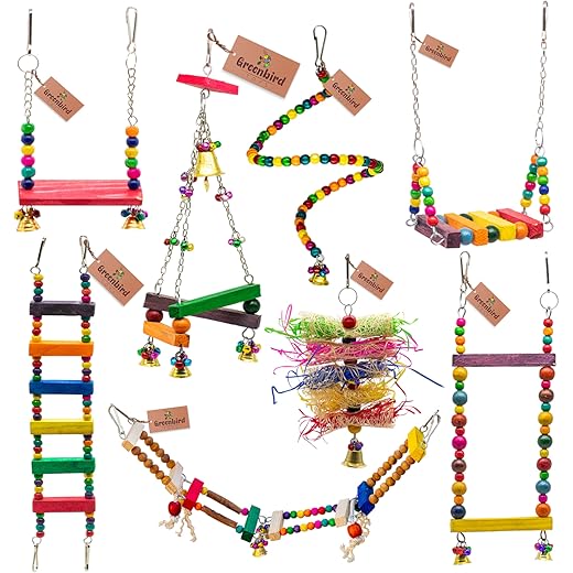 GREENBIRDS Bird Toys Combo Pack of 8
