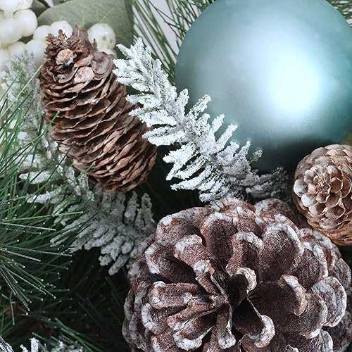 Miniatura 3 de National Tree Company Arreglo navideño decorado de hoja perenne con base de caja de madera, 22 pulgadas