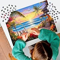 Vista 6 de 2 Pack Puzzles for Adults 1000 Pieces-Hawaii Beach & Moraine Lake Difficult Jigsaw Puzzles for Adults,Hard Jigsaw Puzzle Decorations DIY Leisure