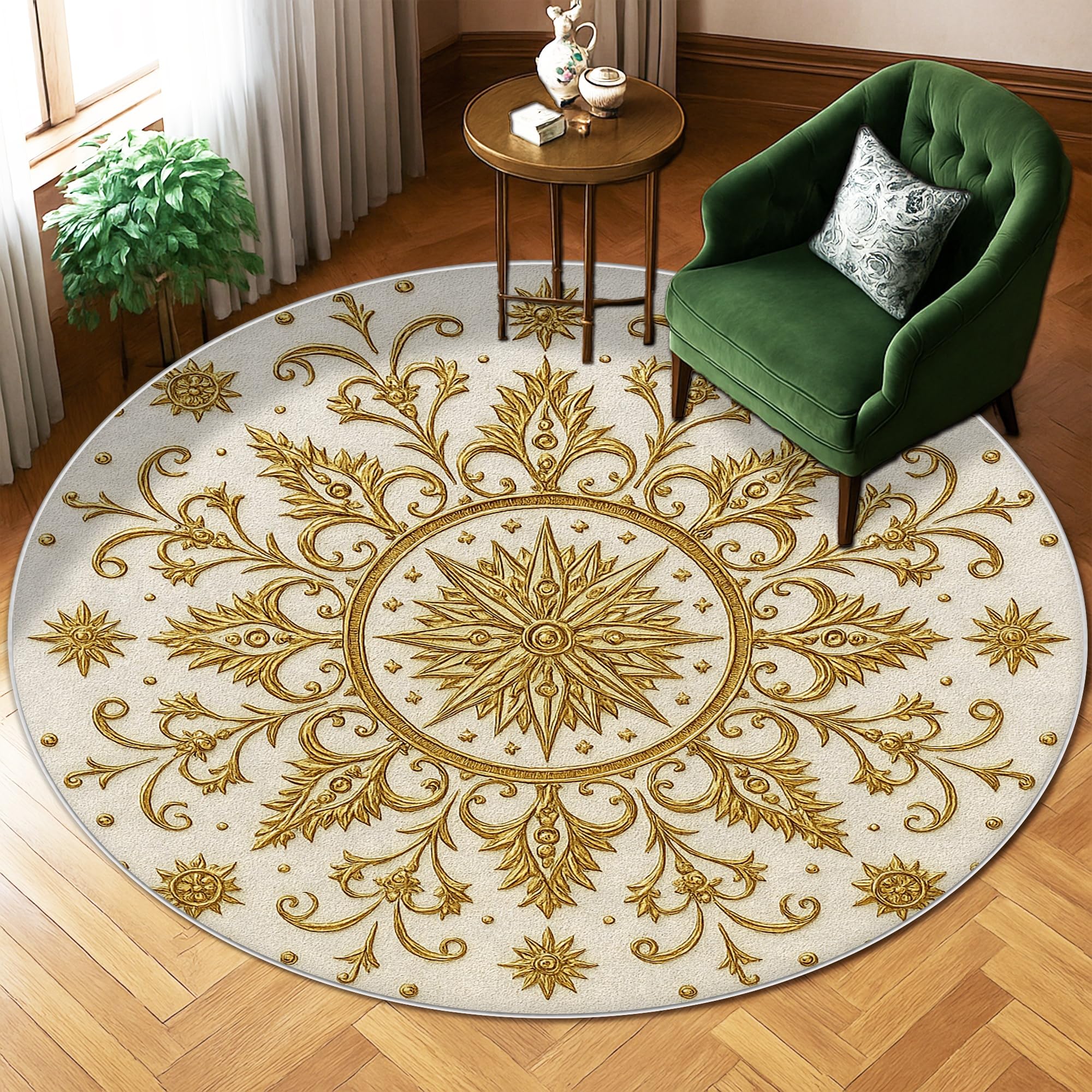 Tapis floral antidérapant de 1,8x1,8 m idéal pour sécuriser le salon et la chambre