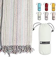 Vista 39 de BAY LAUREL Turkish Beach Towel with Travel Bag 39 x 71 Quick Dry Sand Free Lightweight Large Oversized Towels Light - (Aqua with Blue Floral Bag)