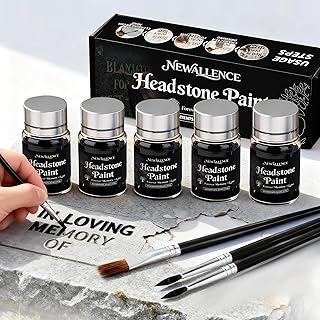 Professional Headstone Paint Kit - Monument Inscription Paint Long-Lasting, Weather-Resistant Formula for Restoring Faded Gravestone Lettering/Tombstone Inscriptions on Granite & Marble(Black)