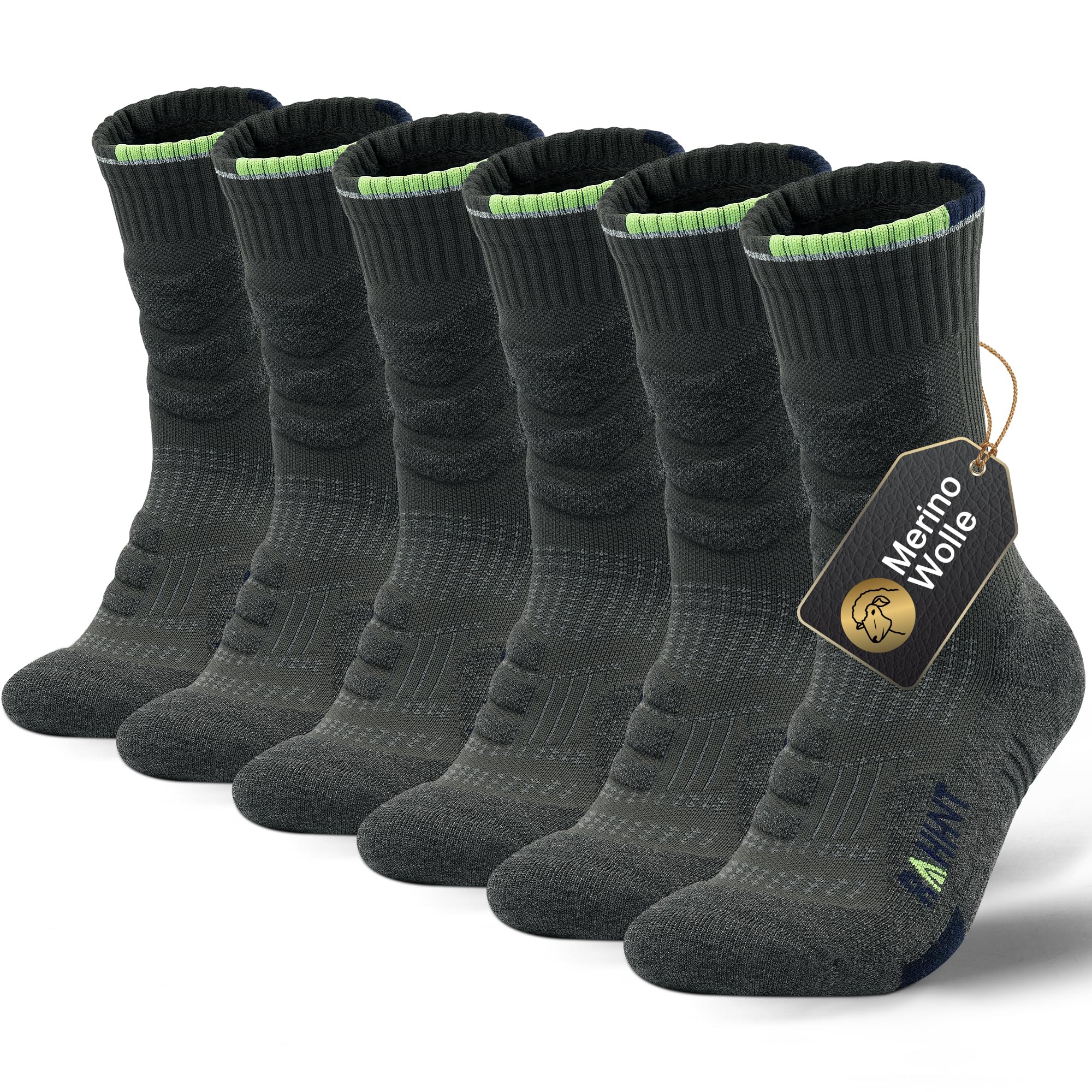 Calcetines de compresión de lana merino antiampollas para senderismo al aire libre, para hombres y mujeres, transpirables, absorben la humedad, acolchados, puntera sin costuras, (3 pares)