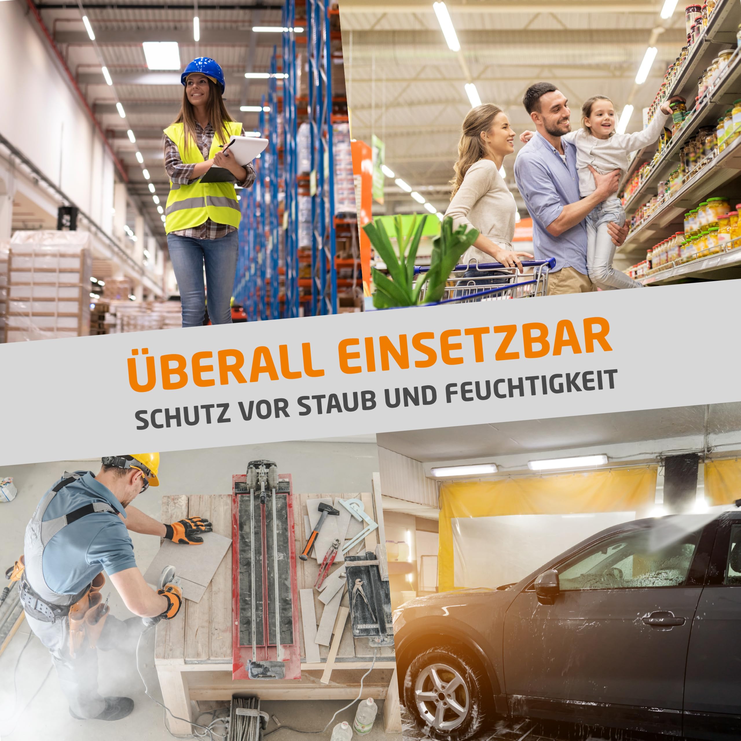 Proventa LED Feuchtraumleuchte 150cm 2-Pack IP65 46W 5520lm 4000K Neutralweiß - durchverdrahtet, verknüpfbar, Wannenleuchte, Werkstattleuchte, Garagenbeleuchtung, Kellerlampe, Leuchtstoffröhre