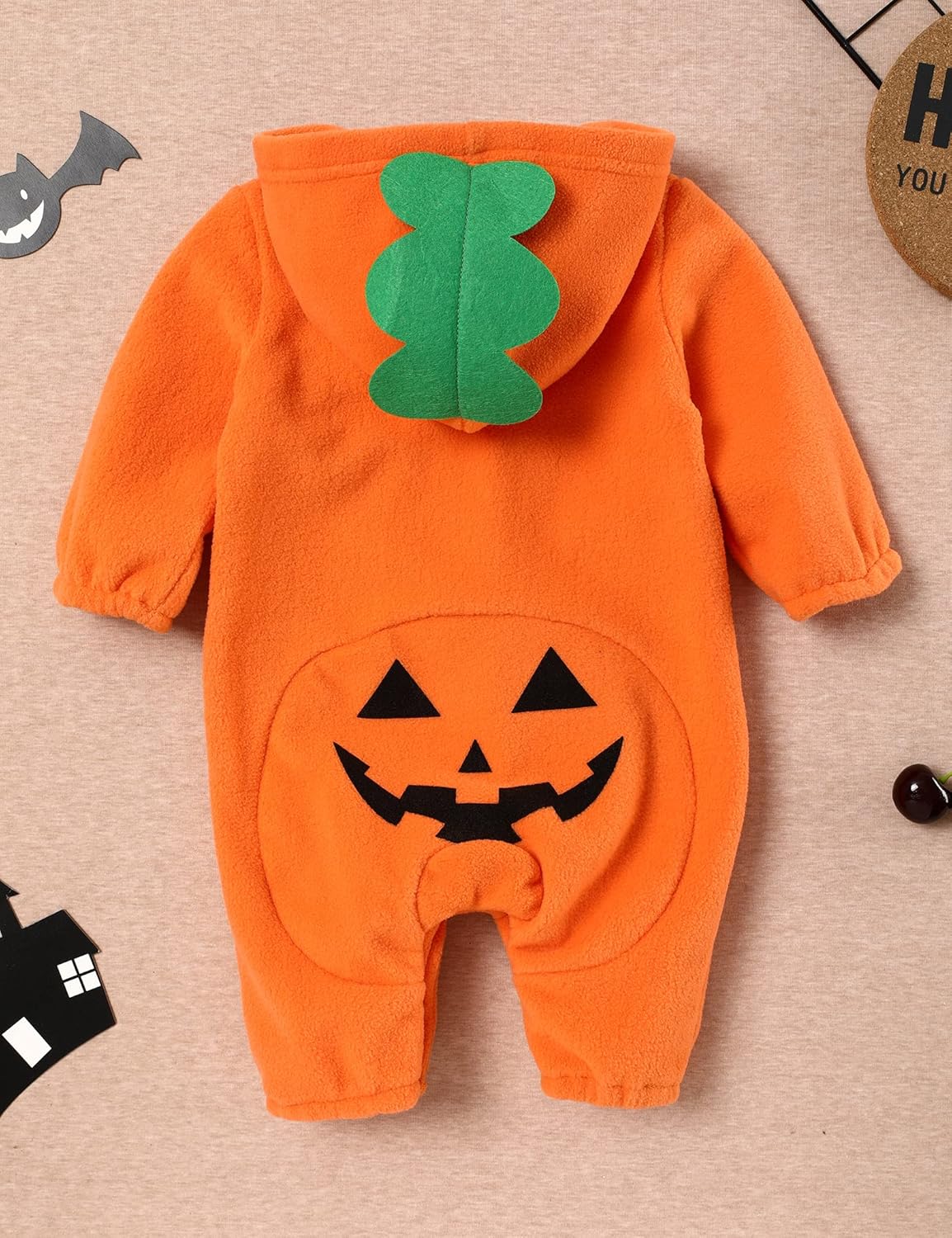 Baby Halloween Costumes Newborn Infant Baby Boy Girl Pumpkin Romper Smile Bodysuit Hoodie One Piece Jumpsuit - Image 5