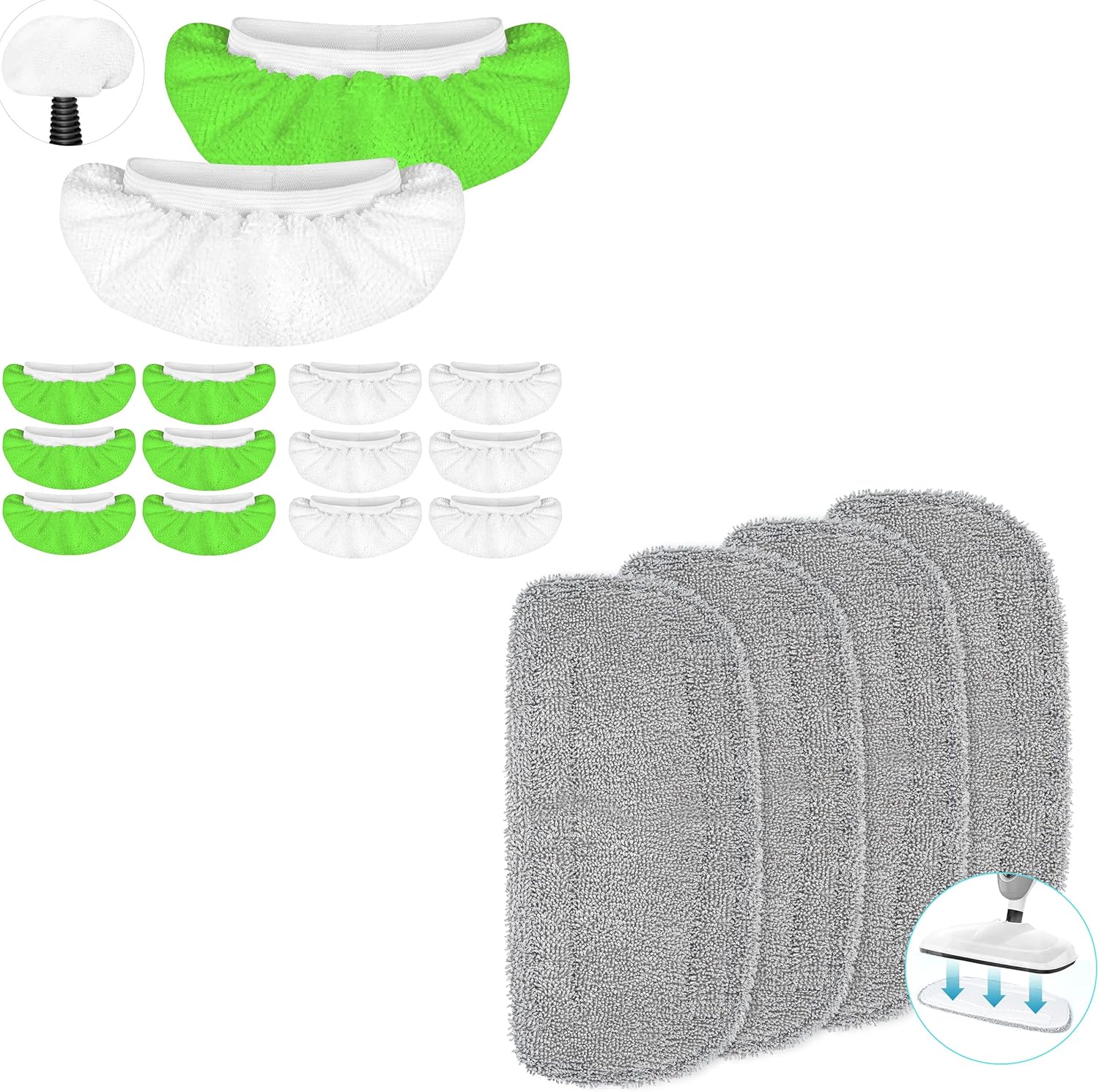 LOVECO 4 Pack Steam Mop Pads + 10 Pack Microfiber Small Cloths Compatible with GorFanty GF-6610B/GF-6610, Neugo NE033/NE033M & Mxnsewr, etc, Washable & Reusable