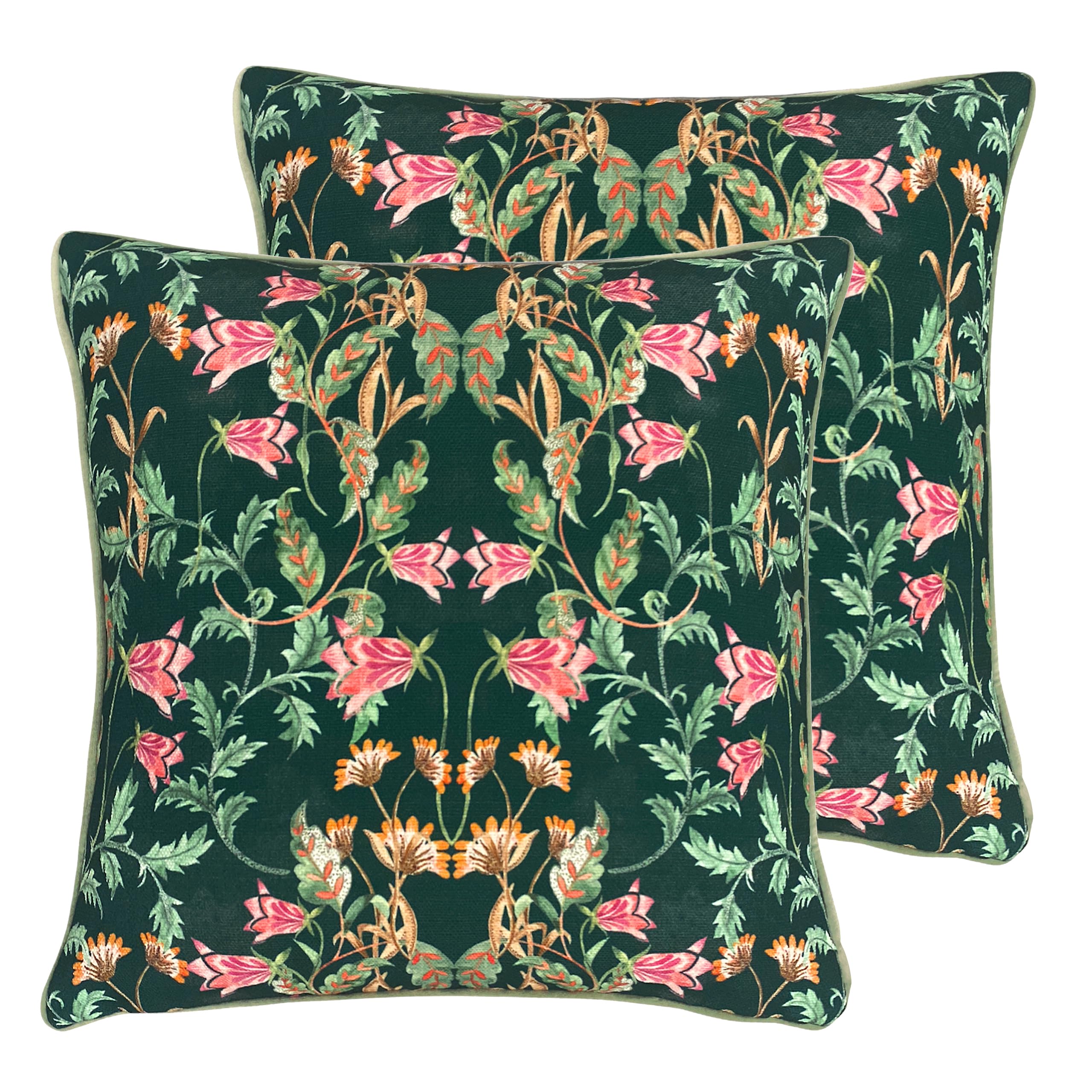 Evans Lichfield Heritage Bell Flowers Polyester Filled Cushion - Twin Pack