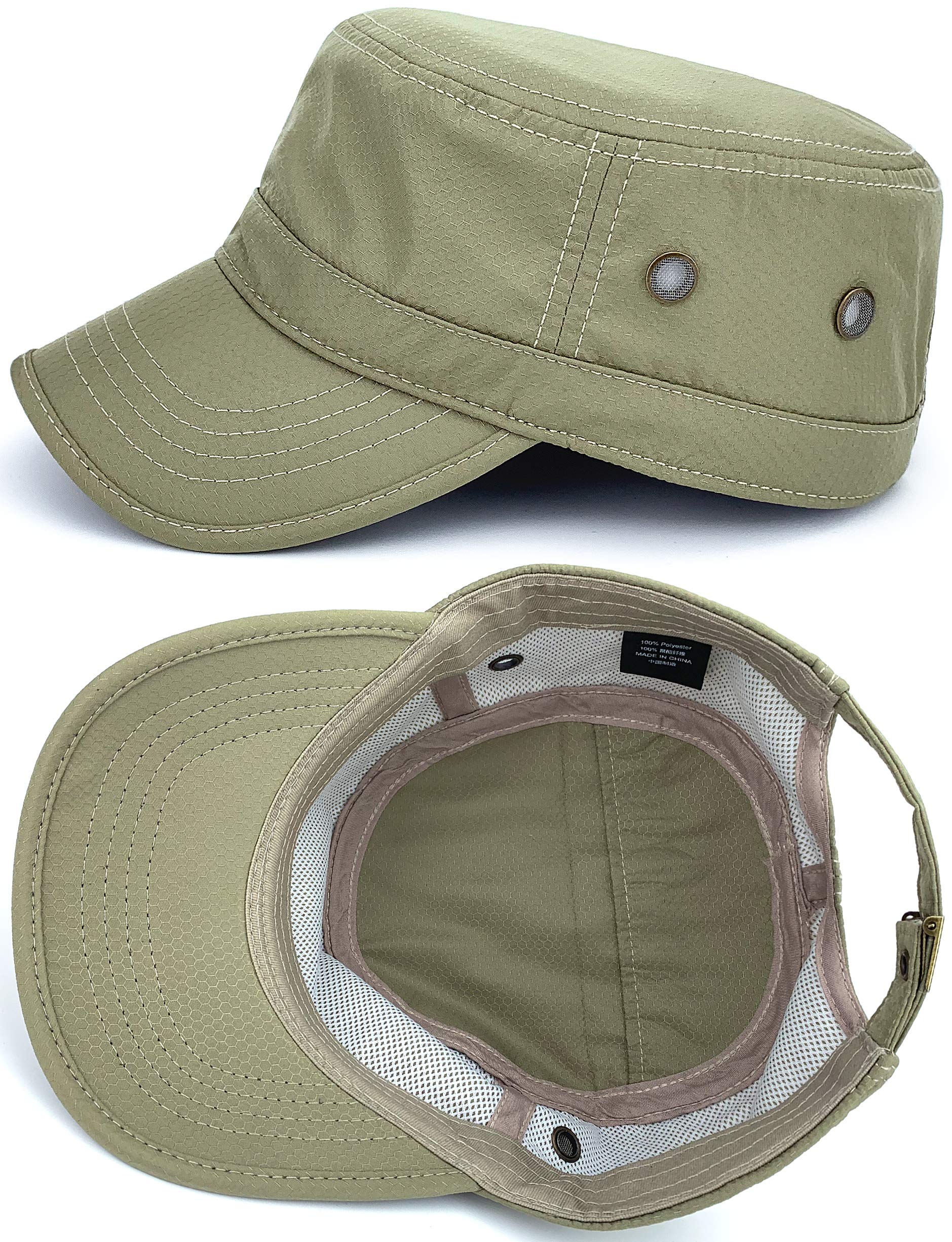 Redsharks Hidden Pocket Cadet Army Hat Quick Dry Military Style Flat Top Baseball Dad Sun Cap