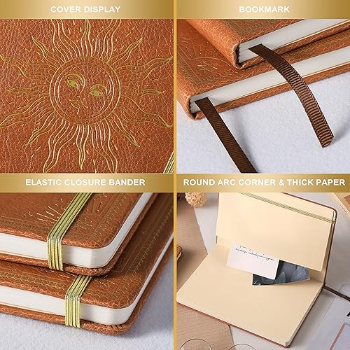 Miniatura 6 de Cuadernodiario a rayas  Cuaderno clásico de piel sintética de papel grueso de alta calidad con bolsillo + separadores de páginas, regalos, bandas,