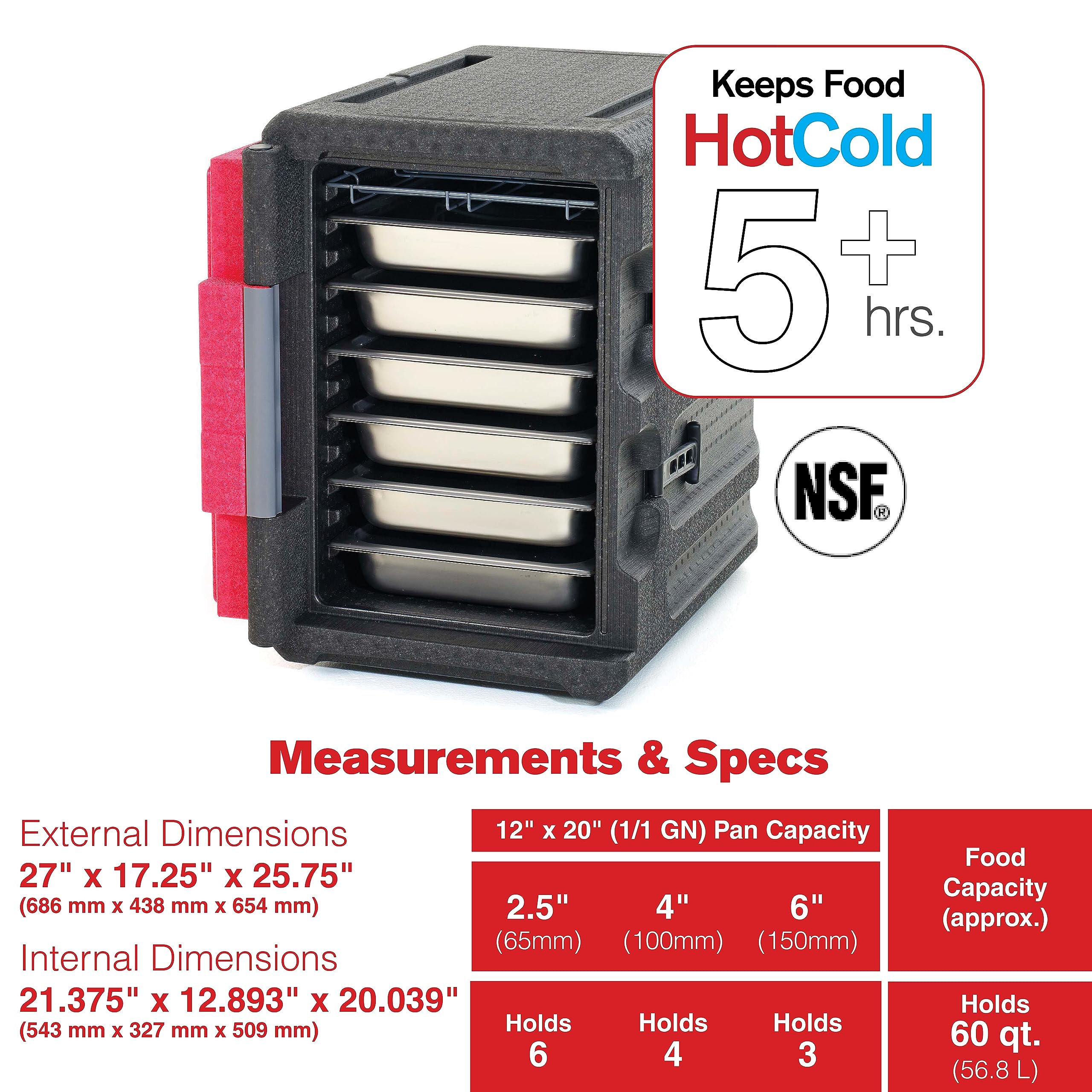 Mightylite ML400 - Contenitore termico per padelle, capacità 6 padelle, colore: Rosso