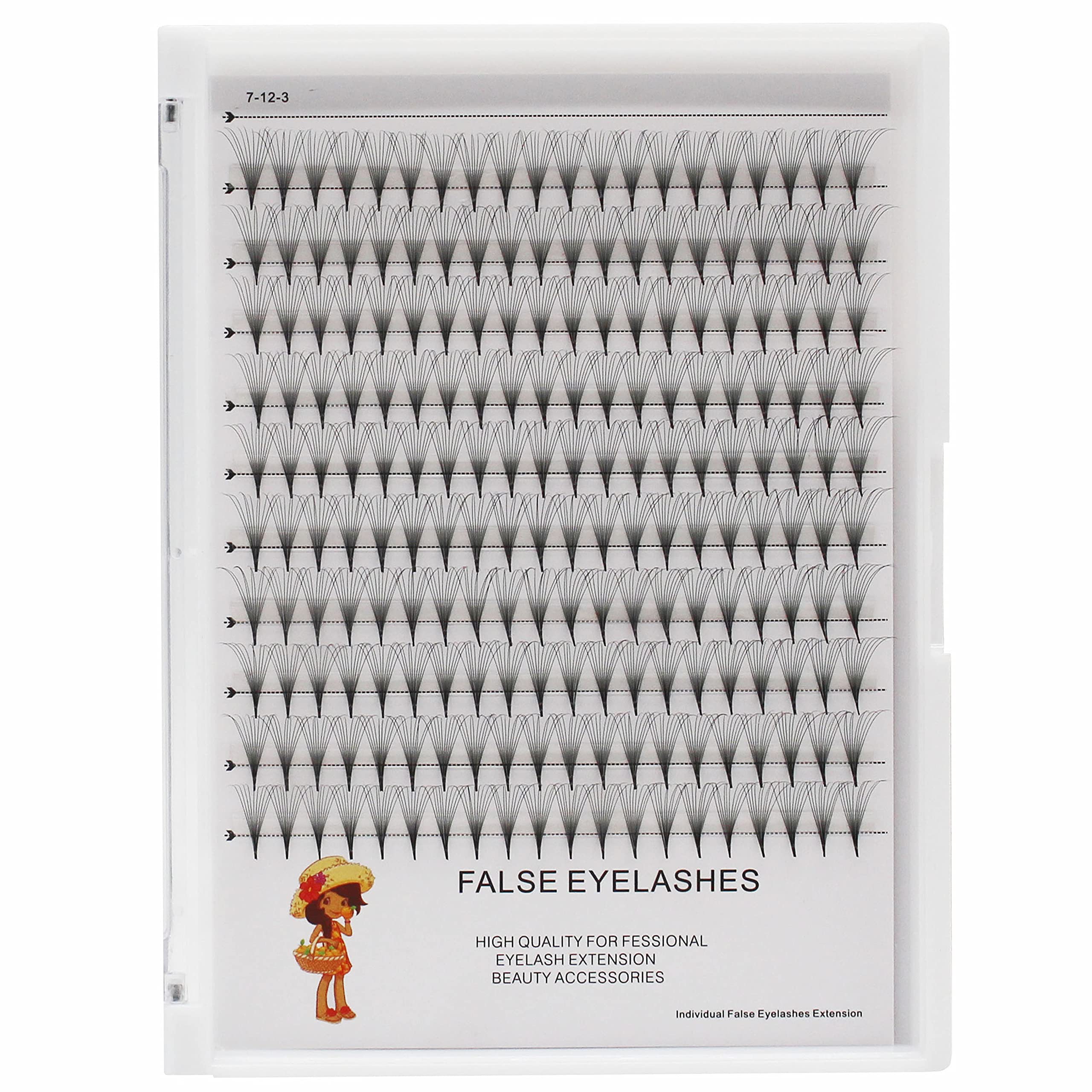 Bodermincer D Curl 10-18mm To Choose Lashes Premade Fans 10D Long Stem Russian Volume Professional Eyelash Extensions Faux Mink (14MM)