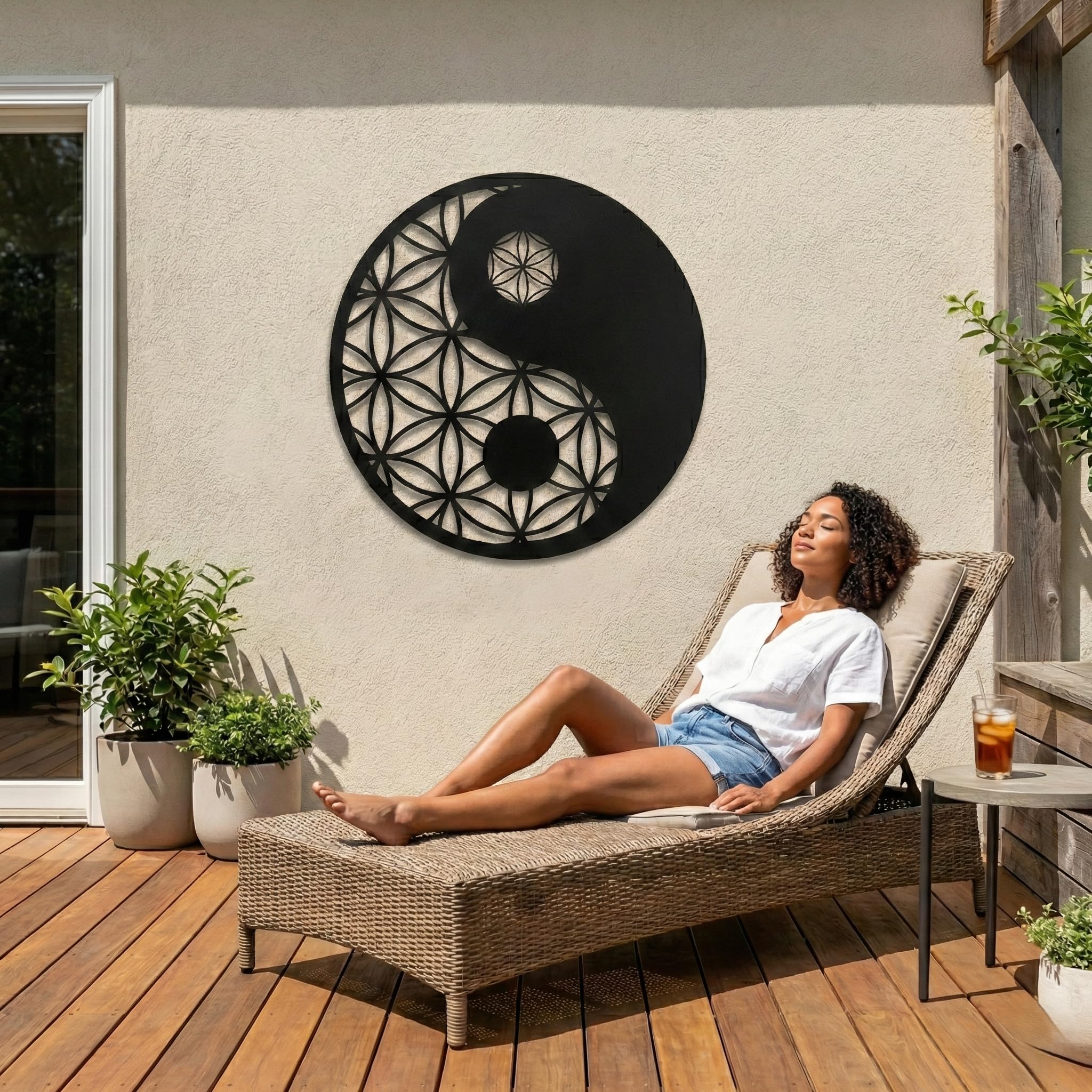 decorazione da parete in metallo Yin Yang, decorazione da parete in metallo