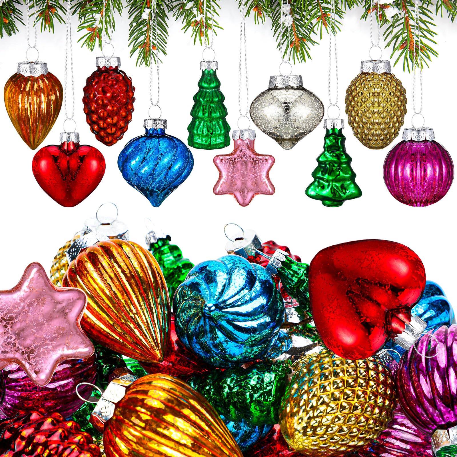 Amazon.com: Moucuny 30 Pcs Christmas Vintage Retro Glass Ornaments