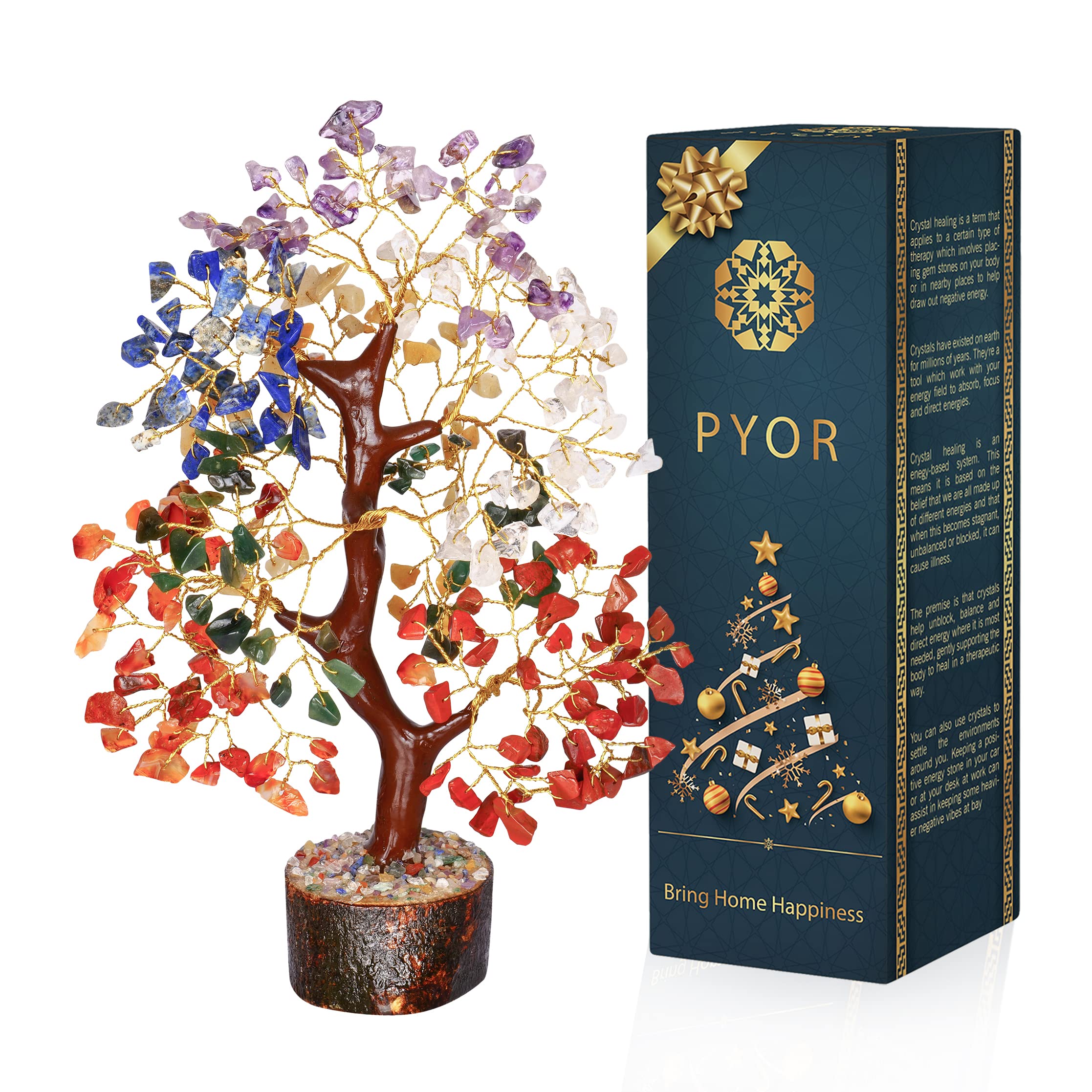 PYORSevan Chakra Tree of Life - Crystal Tree for Positive Energy - Crystal Bonsai Tree - Gemstone Tree - Feng Shui Decor - Gifts Tree of Home Decor - Reiki Decor - Spiritual Gifts for Women
