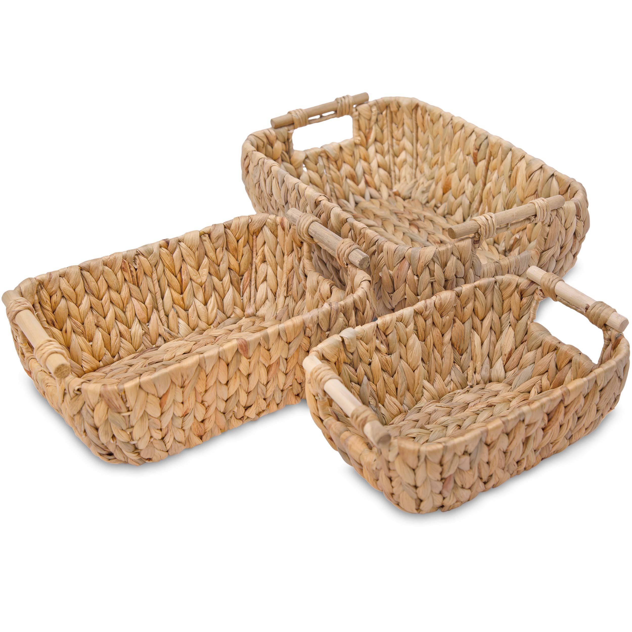 Buy Water Hyacinth Wicker Storage Baskets for Organizing, Wicker