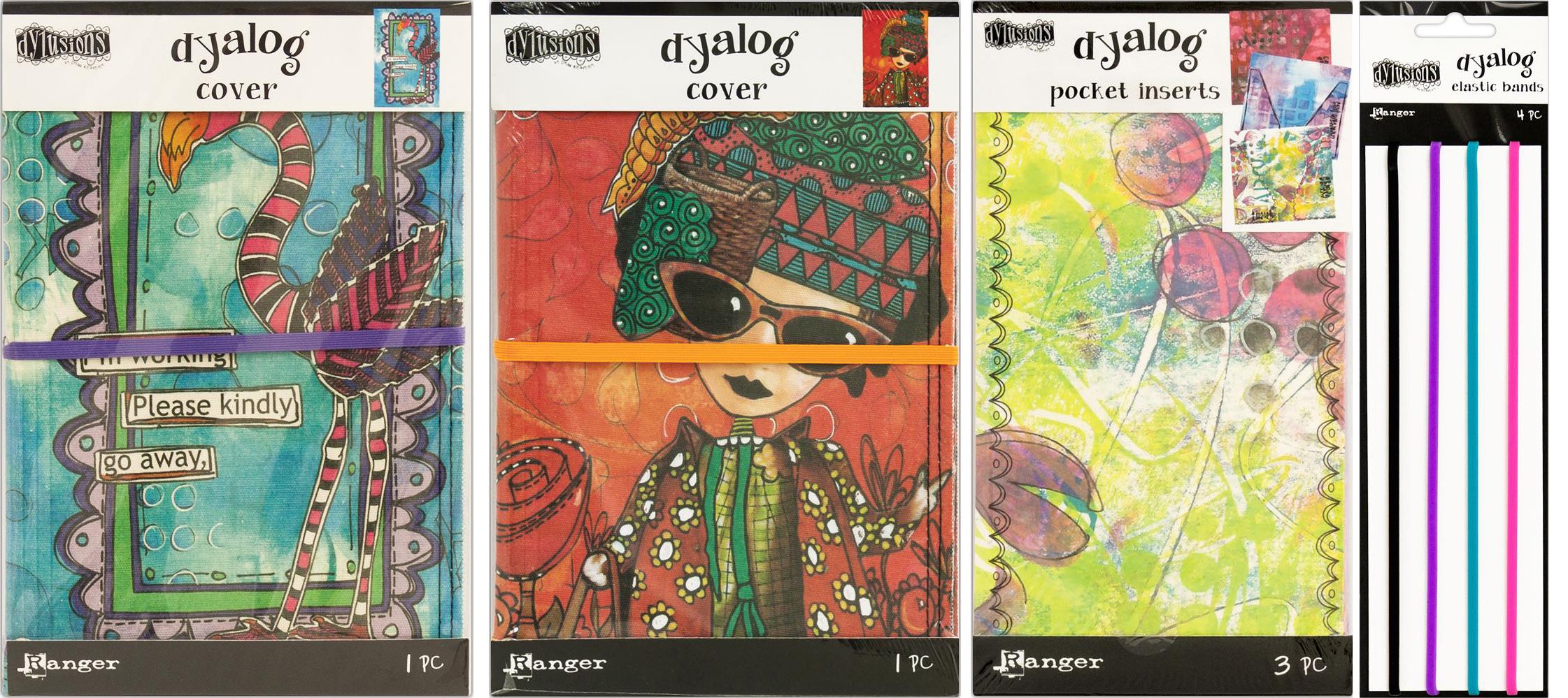 Dyan Reaveley's Dylusions Dyalog Bundle - Two Covers, Pocket Inserts and Notebook Bands - 4 Items