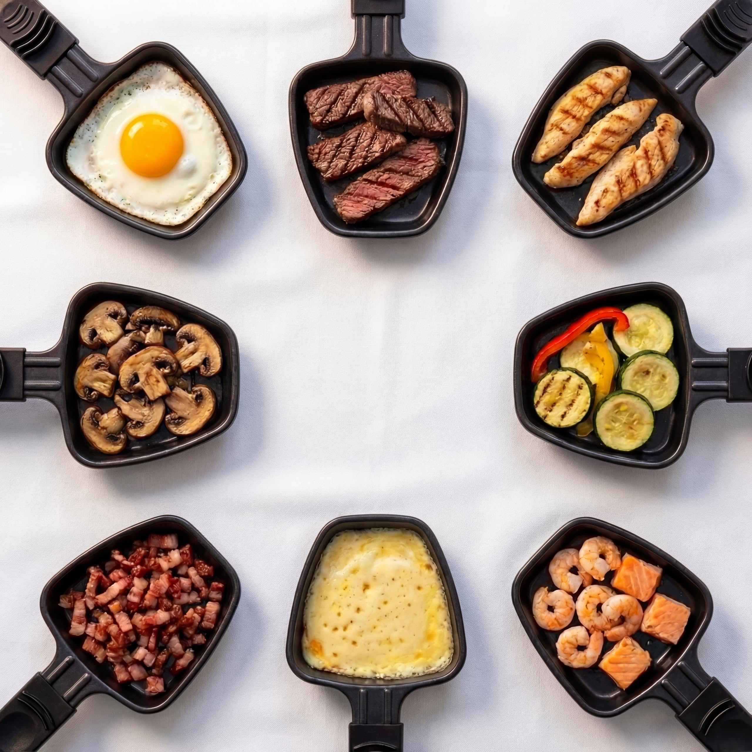 Princess Raclette und Fondue 5-in-1, 8 Personen, Doppelte Thermostate, 1,3 L Fonduetopf, PFAS-frei, Abnehmbare Teile, 31×31 cm Grillplatte, 1800 W, 162670