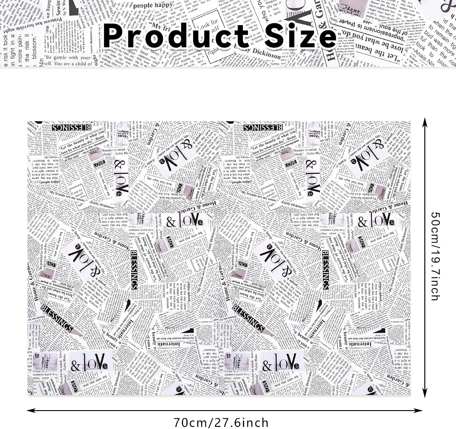 JOINFANXIN 100 Sheets Retro Newspaper Pattern Gifts Wrapping Tissue, Vintage Newspaper Print Gift Wrap Paper, DIY Arts Tissue for Birthday Baby Showe Party Decoration Supplies, 13.8 x 19.7 inches