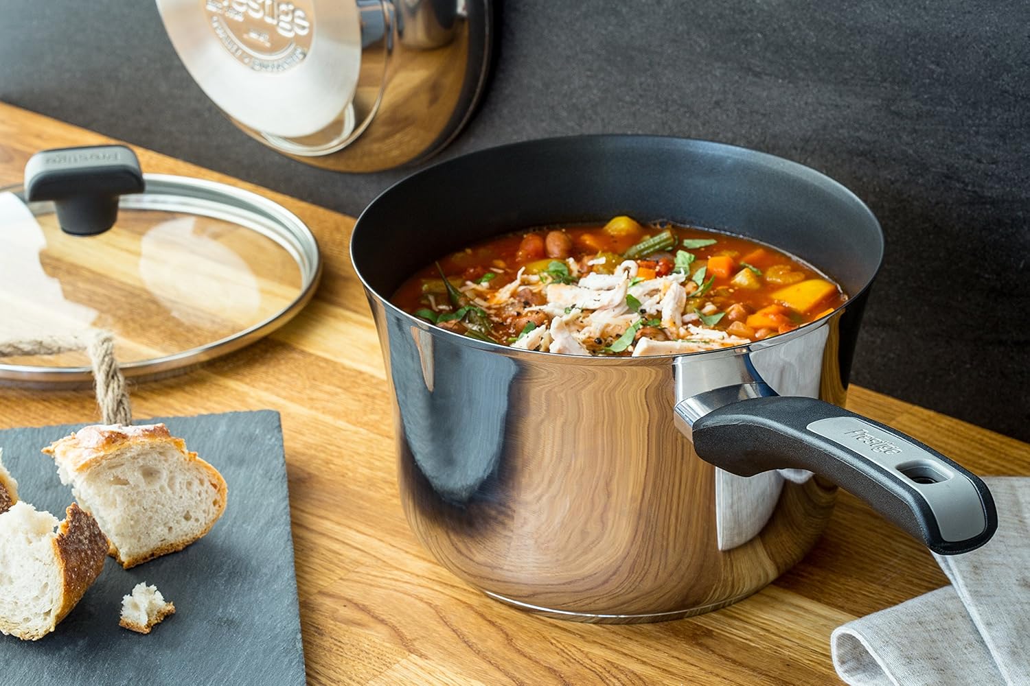 Prestige 3 Piece Set-Silver Durasteel Induction Stainless Steel Saucepan, Set of 3