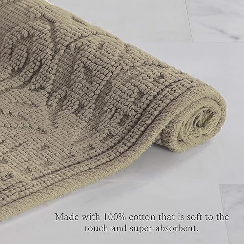 Miniatura 6 de Jean Pierre Ricardo - Tapete de baño con flecos, tejido con flecos, 100% algodón, decoración de baño de primera calidad, medidas 27 x 52 pulgadas,