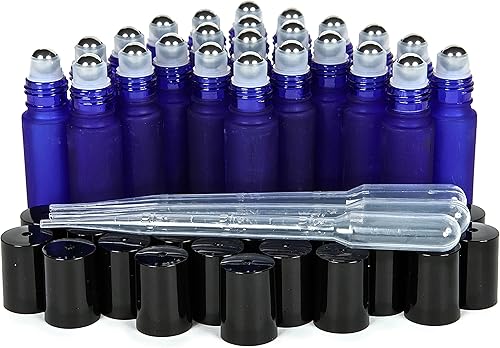 Botella Vivaplex con aplicador de bola, 24 unidades de 0,34 fl oz, color azul cobalto con aplicador de acero inoxidable.