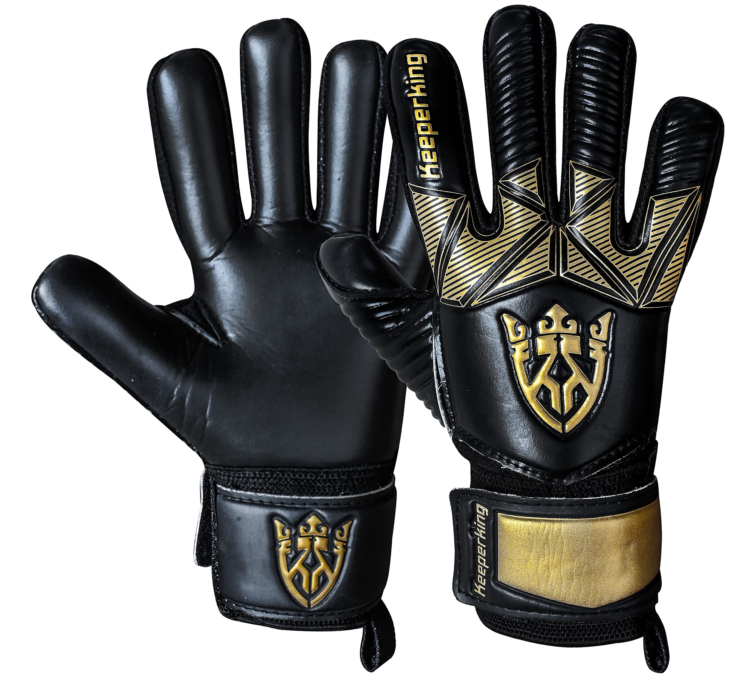 Keeperking Torwarthandschuhe Kinder Jugend Erwachsene Fußballhandschuhe ohne fingersave 4mm Vorhand Lange haltbar Latex Unisex