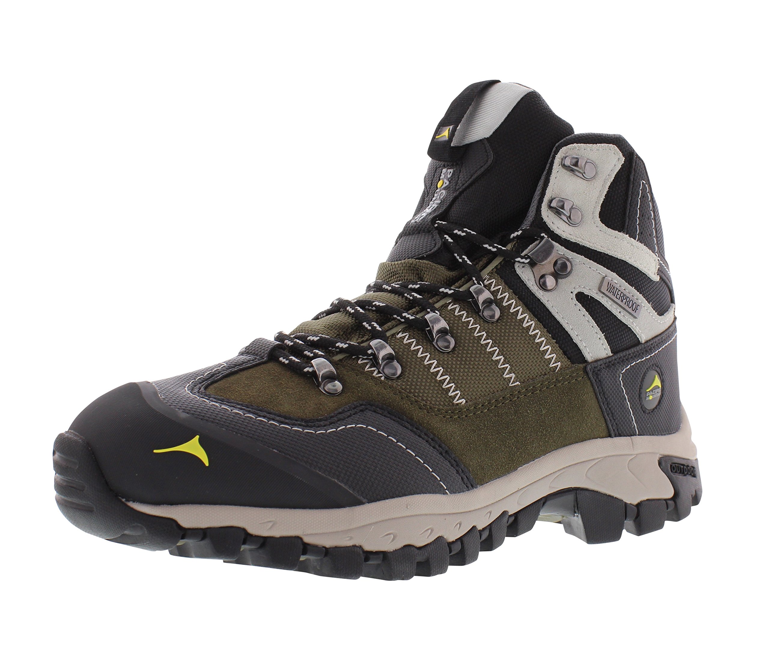 Pacific Mountain Ascend Mens Waterproof Hiking Backpacking Mid-Cut Olive/Black/Cream Boots Size 9