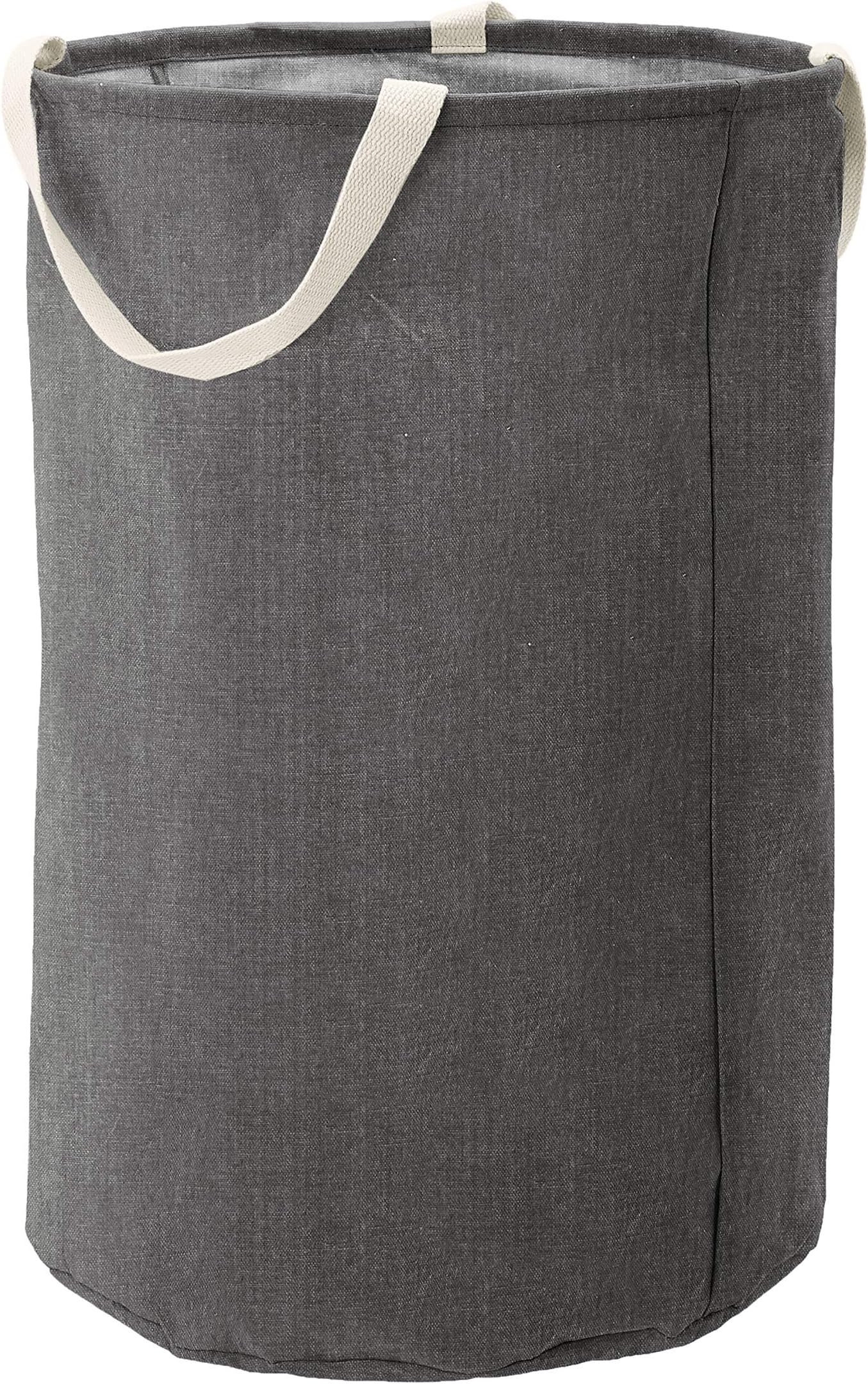 Amazon Basics Fabric Storage Bin - Tall Round, Charcoal Grey