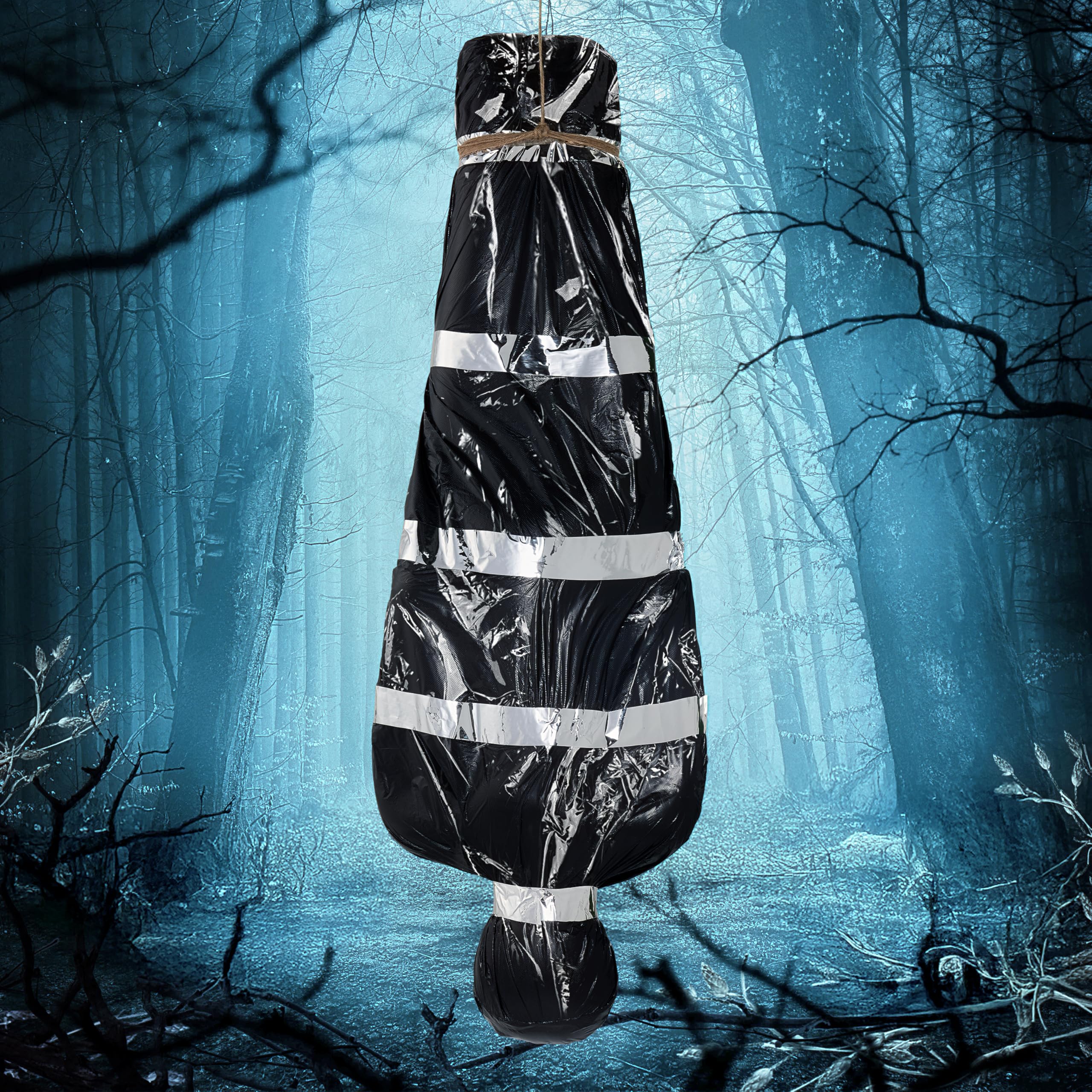 JOYIN Wiszące zwłoki martwa ofiara, rekwizyty, straszne nadmuchiwane dekoracje na Halloween, na zewnątrz, przerażające ciało, dekoracja nawiedzonego domu, rekwizyty do wewnątrz, na trawnik, podwórko