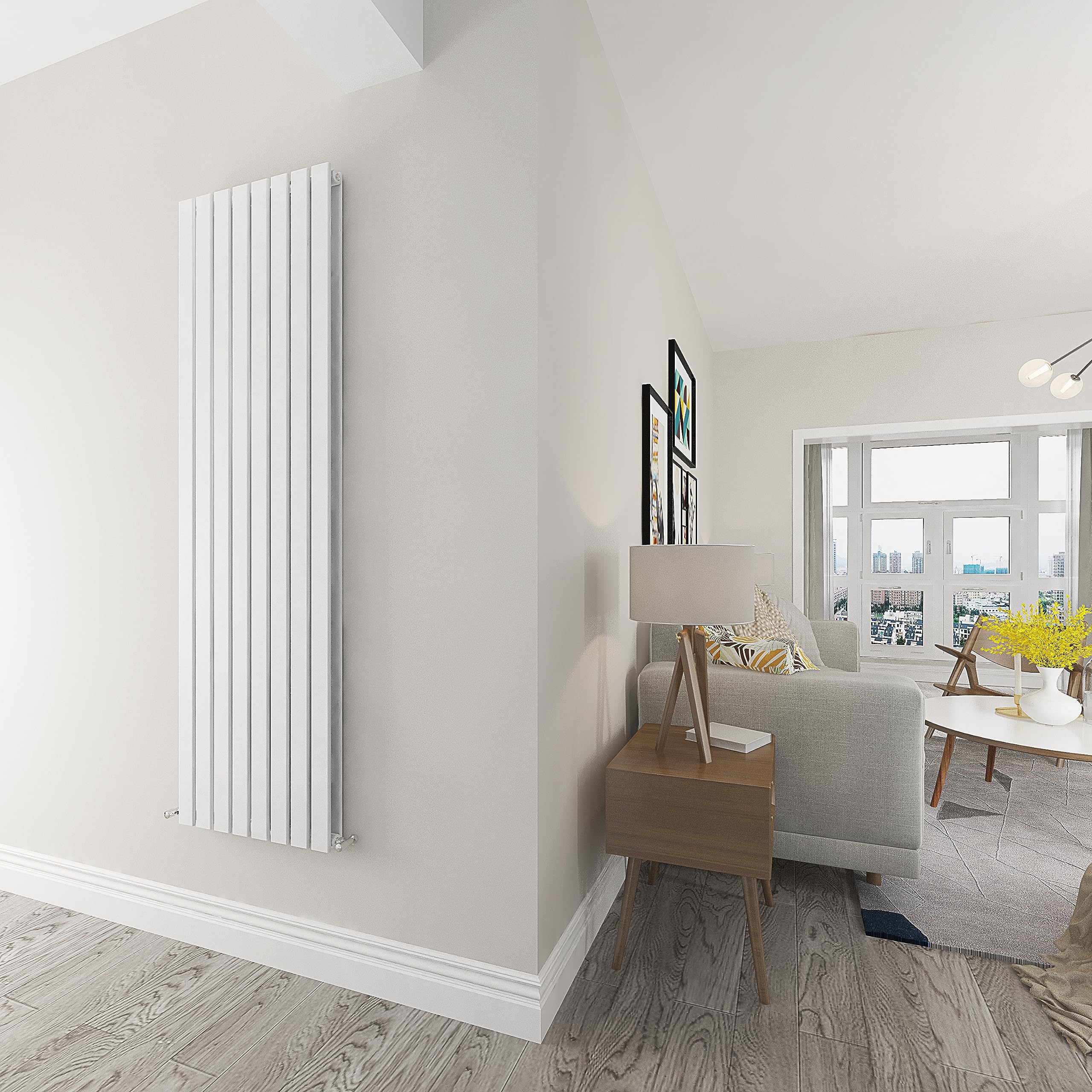Skybathroom | 1800x544mm Vertical White Flat Double Panel Tall Upright Central Heating radiator
