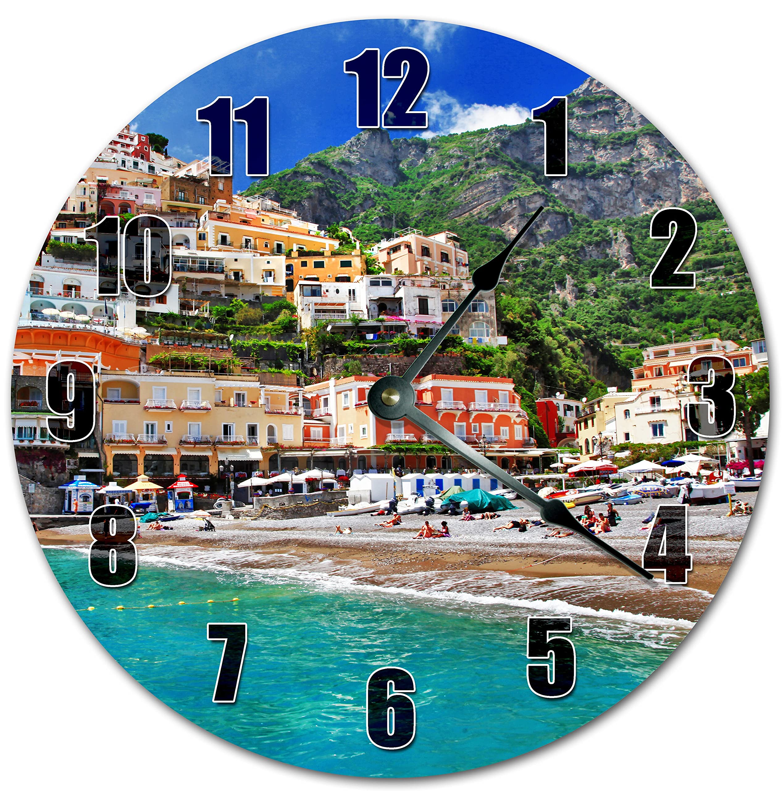 Horloge murale en bois silencieuse 38 cm pour cuisine et chambre