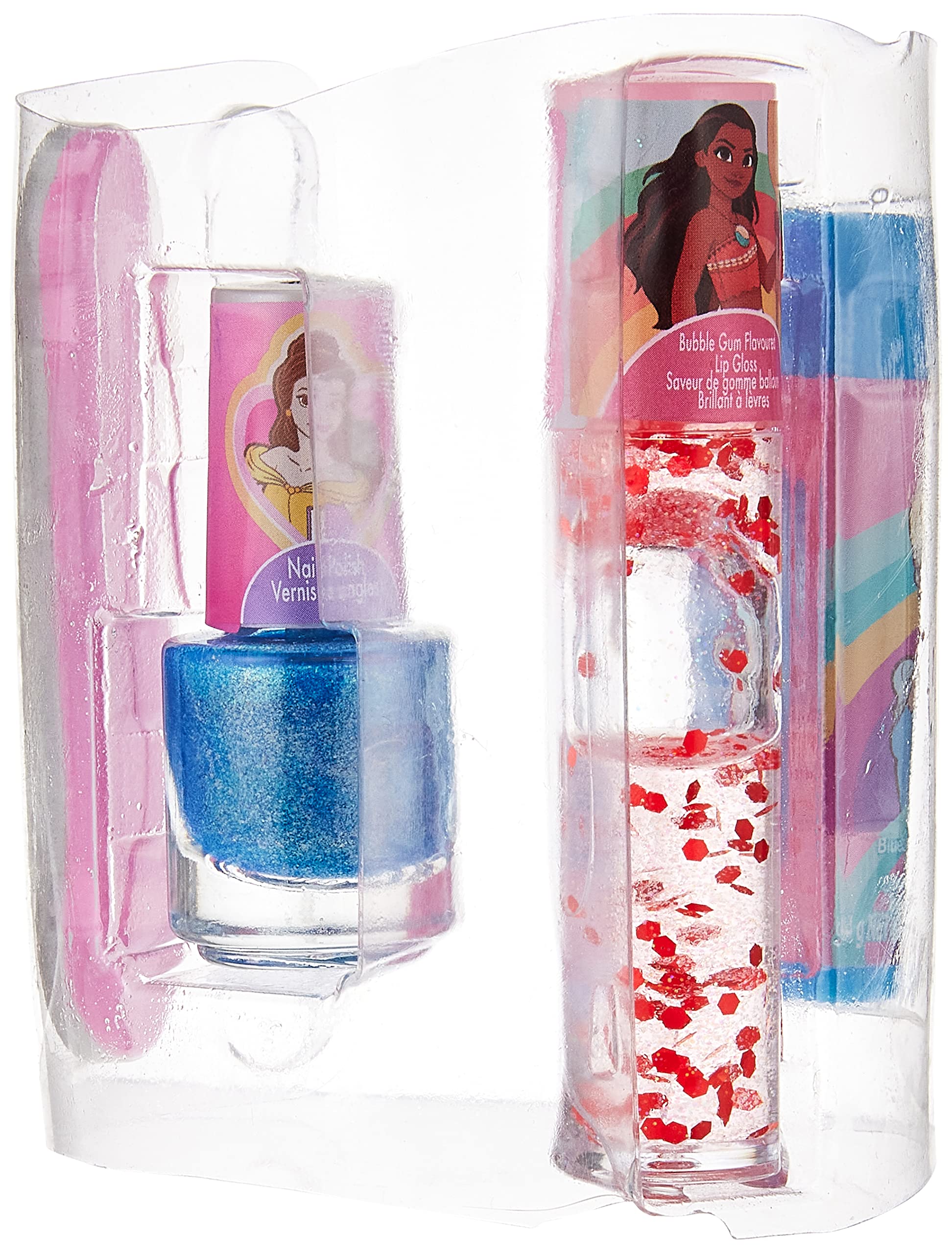 Disney Princess Light Up Cosmetic Tumbler Set with Nail Polish, Lip Balm, Lip Gloss and Nail File | Perfect for Parties Sleepovers Makeovers | Birthday Gift for Girls 3 Yrs+