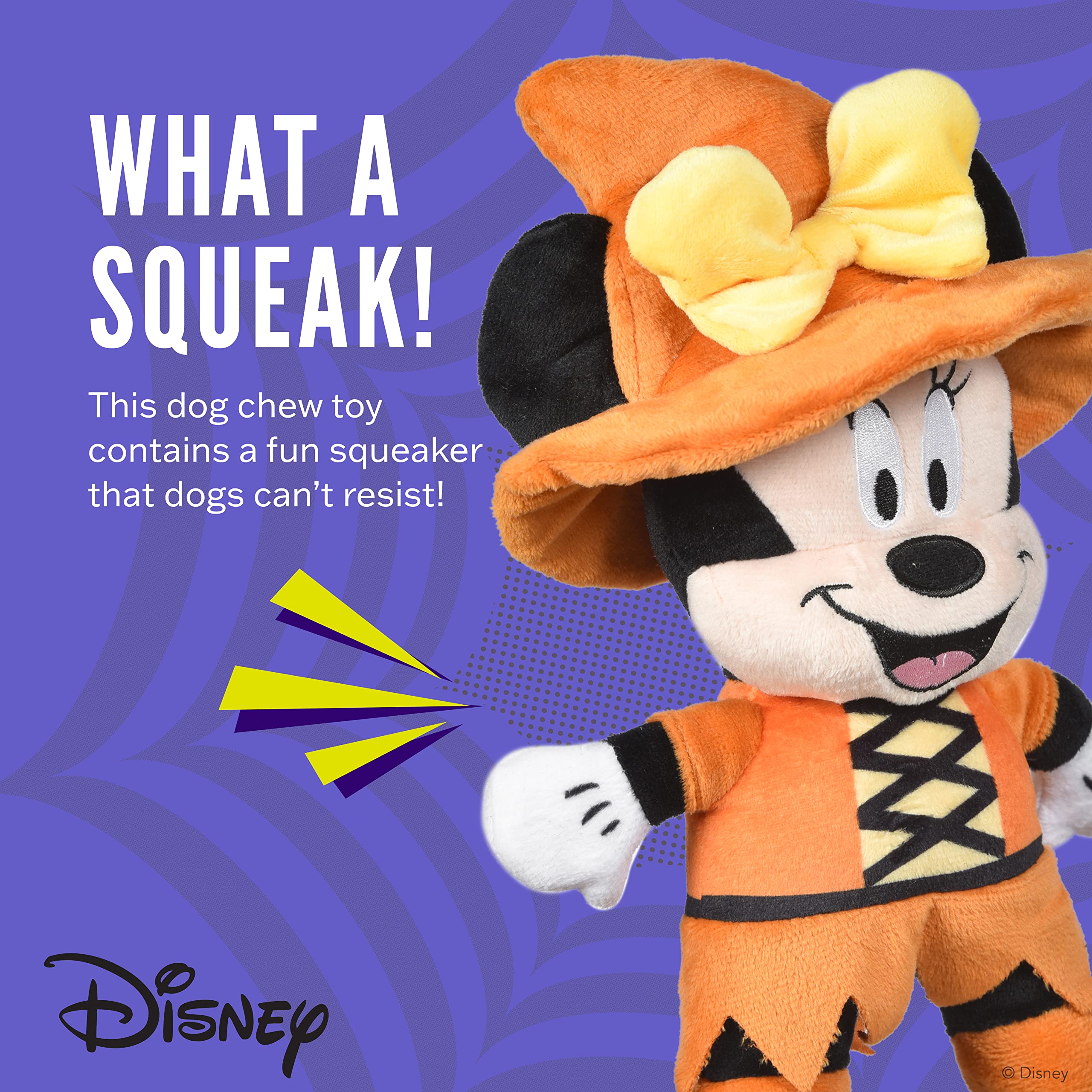 Disney Myszka Minnie Halloween zabawka dla psa – piszczące pluszowe zwierzę dla wszystkich psów, zabawka do gryzienia, oficjalna zabawka dla psa Disney – 15 cm