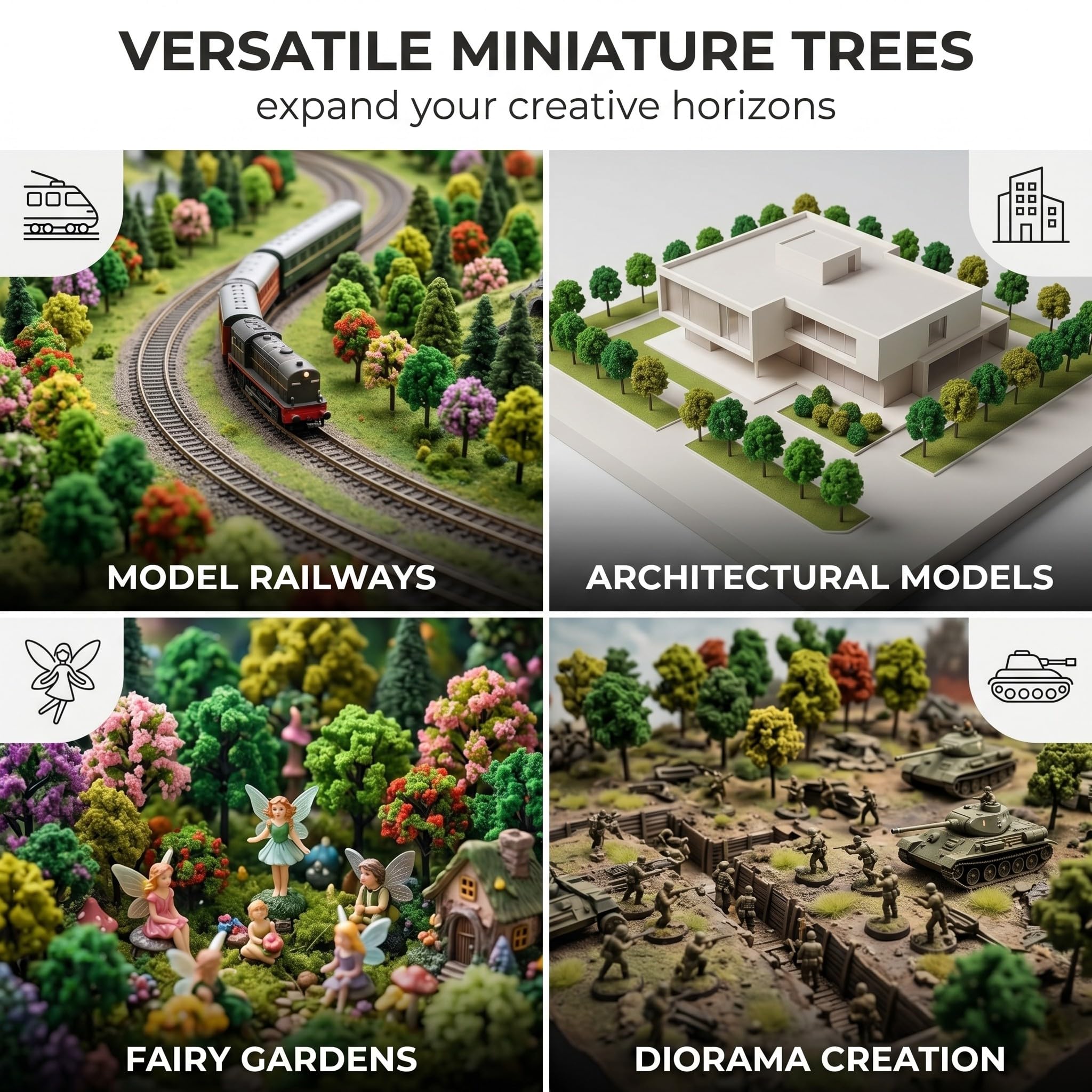30x Alberi Modellismo Miniatura 3-4cm Realistici, Set per Diorama, Modelli Ferroviari, Paesaggi e Tavoli di Sabbia, Decorazioni Architettoniche DIY