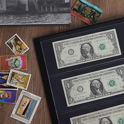 Miniatura 6 de Álbum de monedas de 60 bolsillos, 8.3 x 3.3 pulgadas, soporte para coleccionar billetes de cuero sintético, tapa dura, libro de almacenamiento con