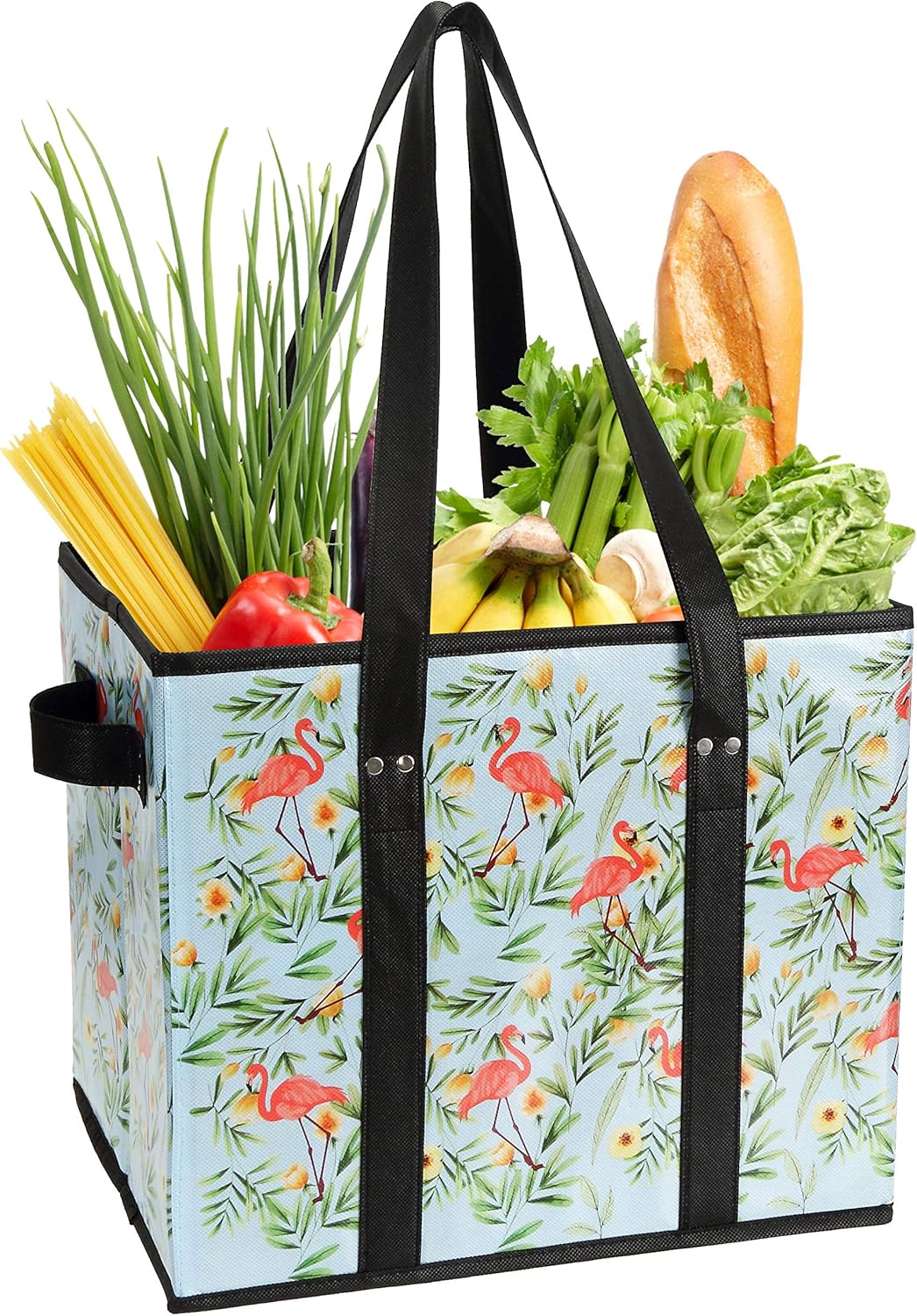 Foraineam Reusable Grocery Bags Set Durable Heavy Duty Tote Bag Collapsible Grocery Shopping Box Bag with Reinforced Bottom - Image 5