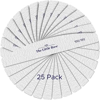 (25 Pack) 100/180 Grit Nail File Set - THE LITTLE ROSE Professional Nail Files for Acrylic Nails and Natural Nails - Double Sided Emery Boards for Nails