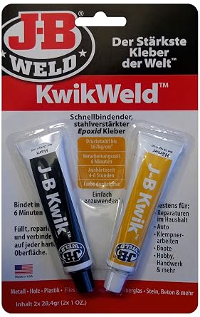 JB Weld 8276-DEU KwikWeld Quick Binding Steel Reinforced 2-Component Epoxy Adhesive, Binds in 6 Minutes