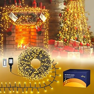 Ollny Christmas Lights Outdoor Cluster Lights - 400LED 20ft 4X Bright Christmas Tree Lights with 8 Modes Memory,Waterproof Plug in String Lights for Patio Bushes Indoor Outside Decorations,Warm White