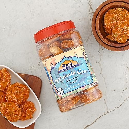 Miniatura 42 de Rani Masala Gur (Jaggery) Azúcar de caña sin refinar indio sin refinar, 17.5 oz (1.1 libras) tarro de PET de 17.64 oz ~ Apto para gluten Vegano