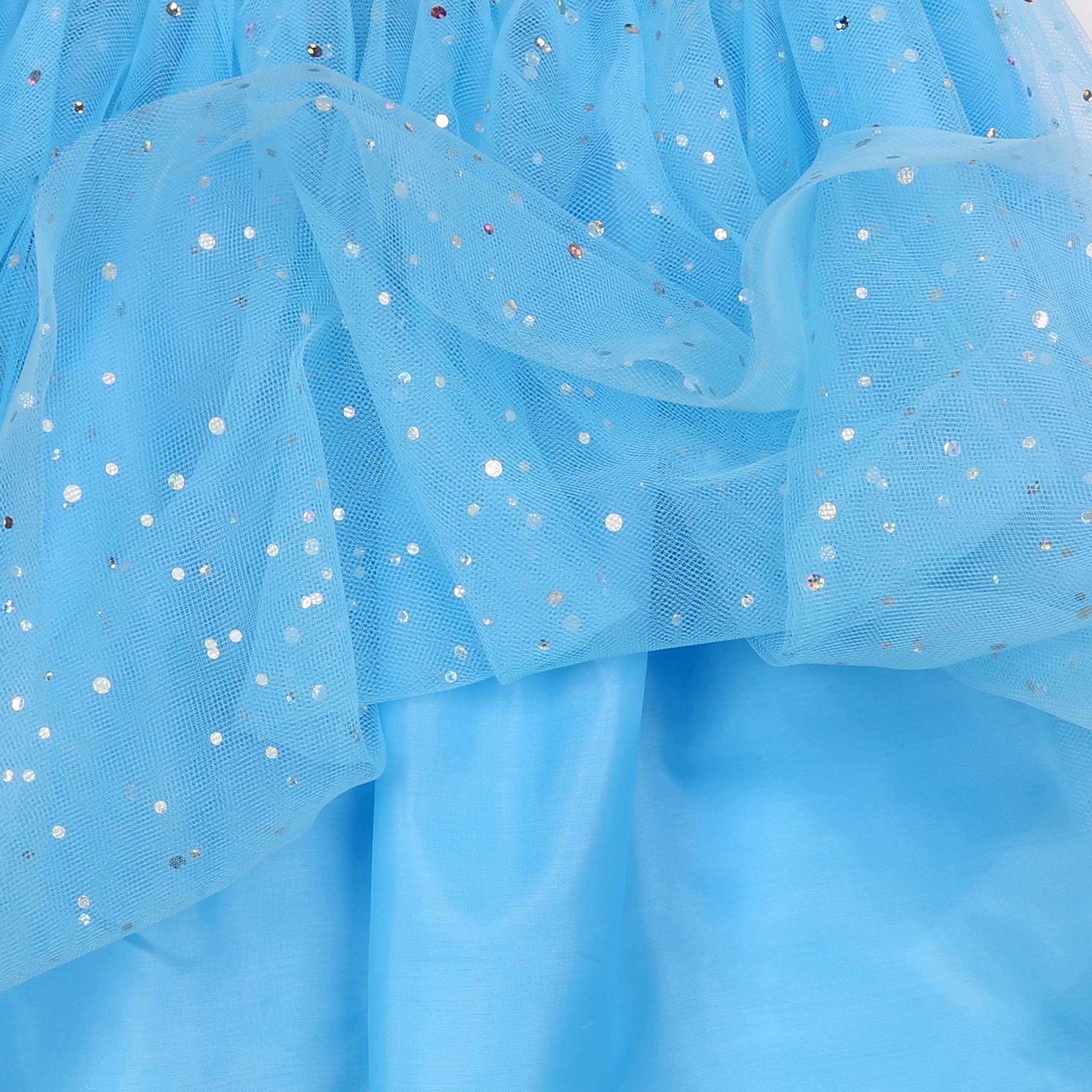 Frozen Anna Elsa Abito a Maniche Corte in Tulle Color Pesca, Abito da Bambina