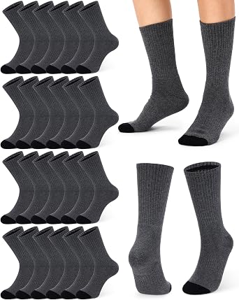 24 Pairs Summer Mens Cotton Athletic Socks Moisture Wicking Cushioned Breathable Socks for Work Running 6-13 Size
