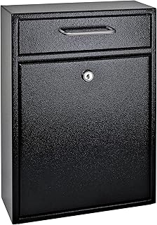 Mail Boss 7412 High Security Steel Locking Wall Mounted Mailbox-Office Comment Letter Deposit, Black Drop Box
