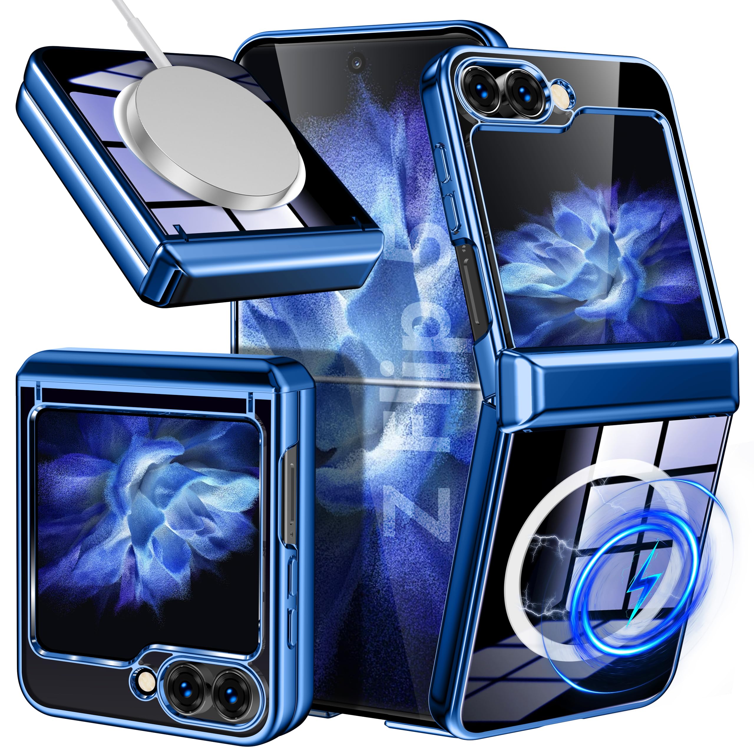 Amazon.co.jp: QOUNVYW 適用 Galaxy Z Flip5 用 ケース Magnetic 対応