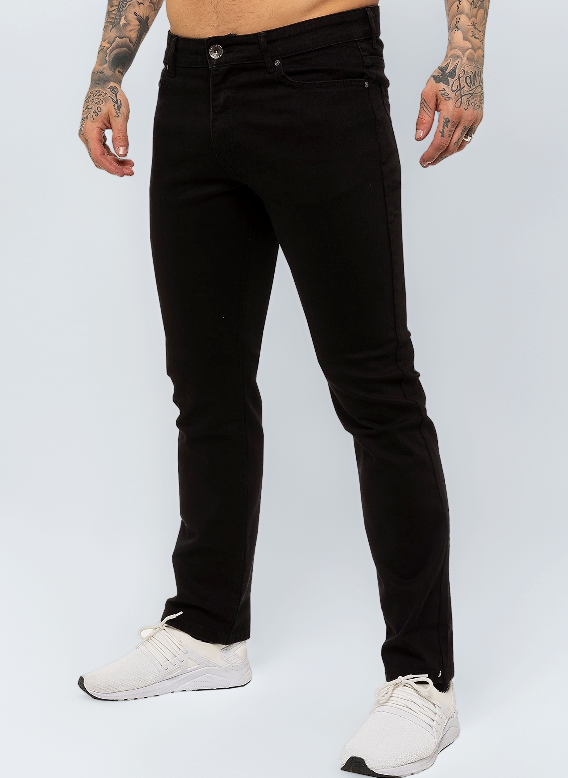 Enzo Mens Straight Leg Stretch Jeans Basic Work Denim Pants Big Tall All Waists