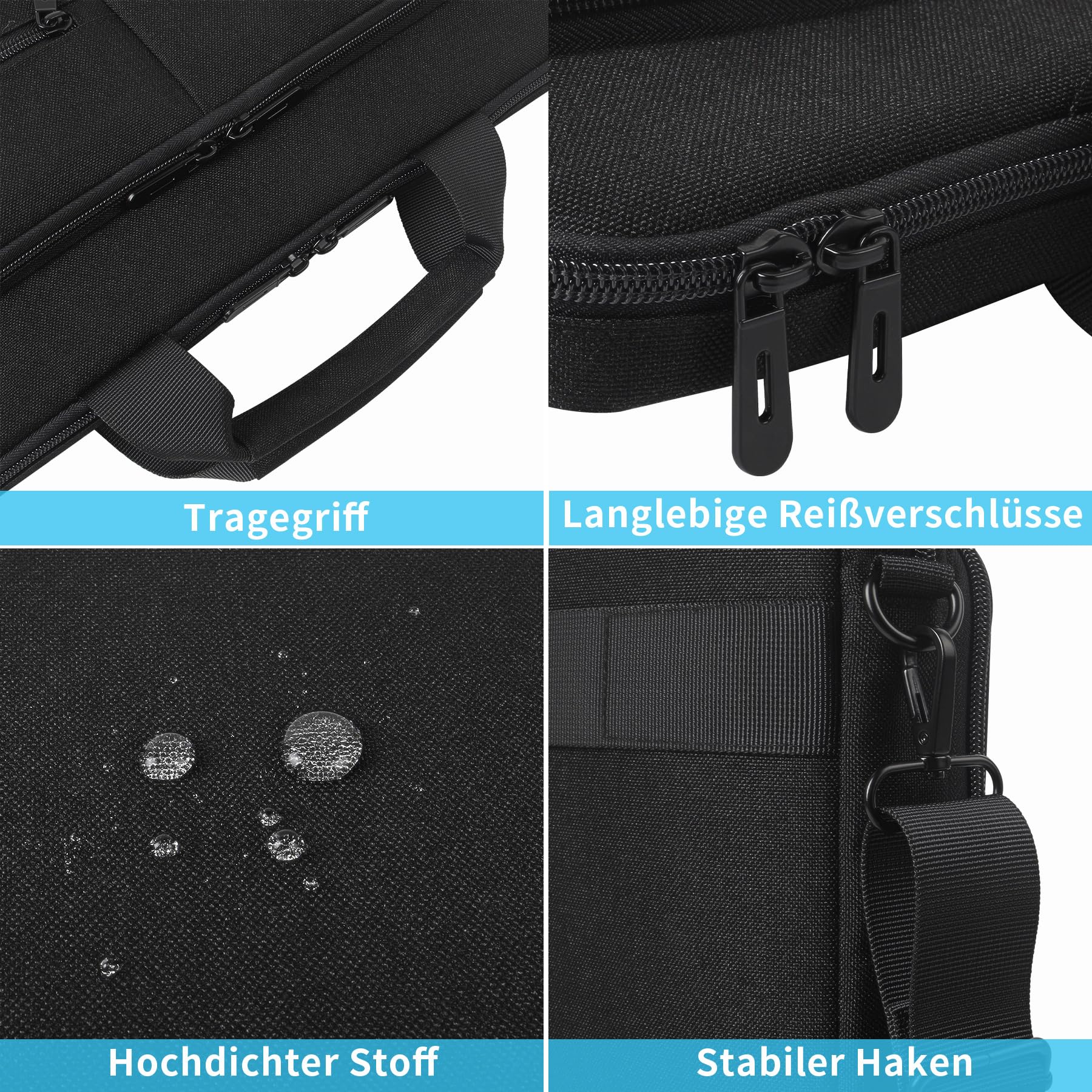 Sacoche Ordinateur 17-17.3 Pouces Anti-Choc Anti-Rayures Sac à Bandoulière Pochette PC Portable Sac Ordinateur pour Dell XPS 17 / Inspiron 17 5000 7000, LG gram 17, Razer Blade 17, Noir