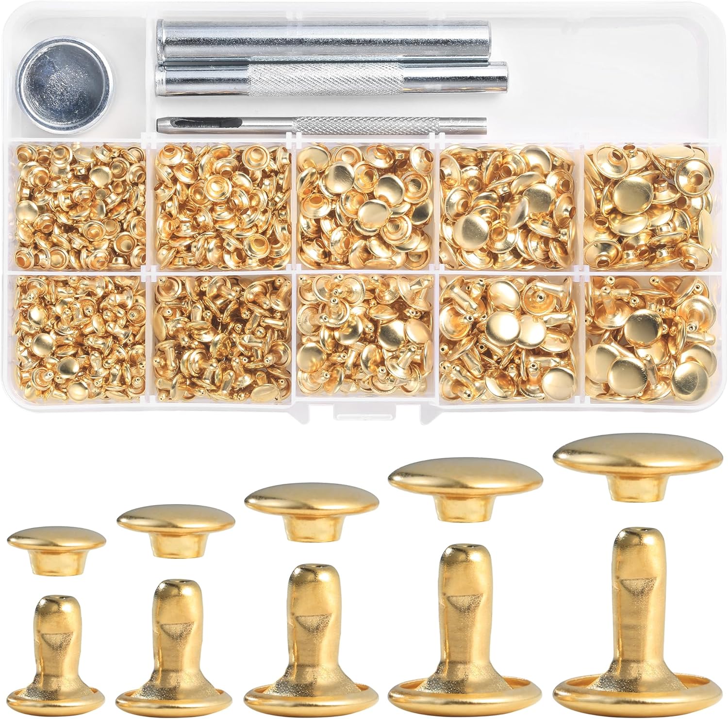 YORANYO 340 Sets Leather Rivets Kit Mixed Sizes Rivets for