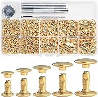 Vista 10 de YORANYO 340 juegos de kit de remaches de cuero de tamaños mixtos, remaches para cuero, remaches de doble tapa, tachuelas para ropa y tela