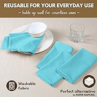 Vista 4 de Native Fab Blue Cloth Napkins, 4 Pack, 100% Cotton, 17x17 Inches, Heavy Duty, Soft Texture, Quick Drying, Great for Spring Holidays, Family
