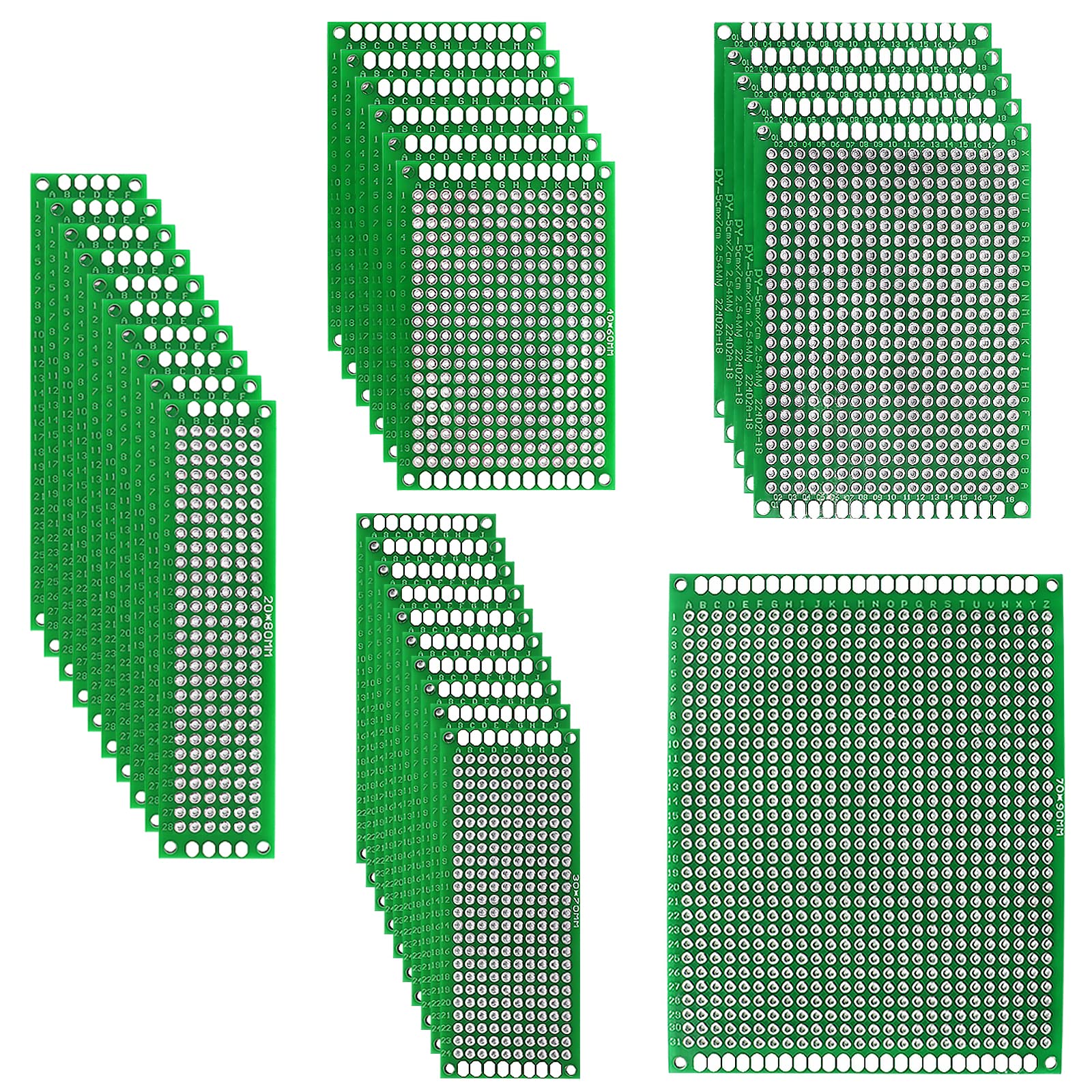 32 Pcs 5 Values Double Sided PCB Board Prototype Kit for DIY Soldering with Arduino Kits